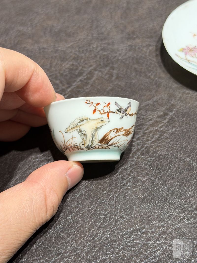 清乾隆 粉彩花鸟纹茶具一套25件 - 图149